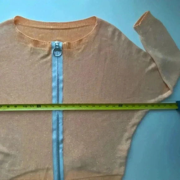 Gigi Moda Kyle Zip Front Cardigan in Shimmer Peach Color OS - Picture 11 of 14